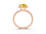 Rose gold Round Cut Halo Diamond Pave Band with Prong Setting_3