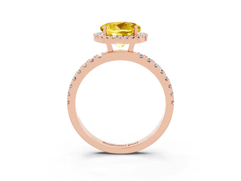 Rose gold Round Cut Halo Diamond Pave Band with Prong Setting_3
