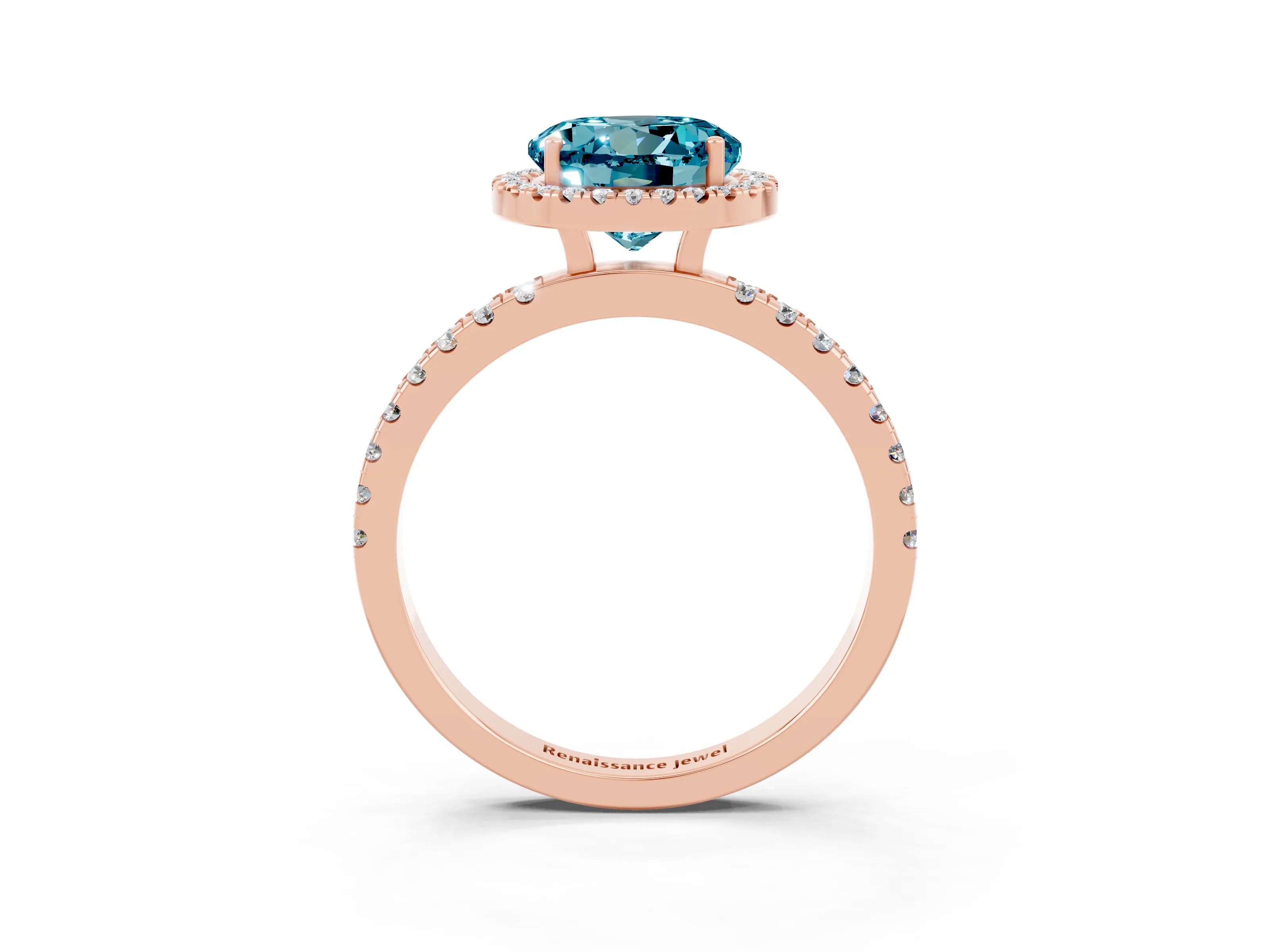 Rose gold Round Cut Halo Diamond Pave Band with Prong Setting_3