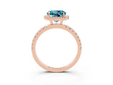 Rose gold Round Cut Halo Diamond Pave Band with Prong Setting_3