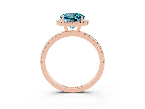 Rose gold Round Cut Halo Diamond Pave Band with Prong Setting_3