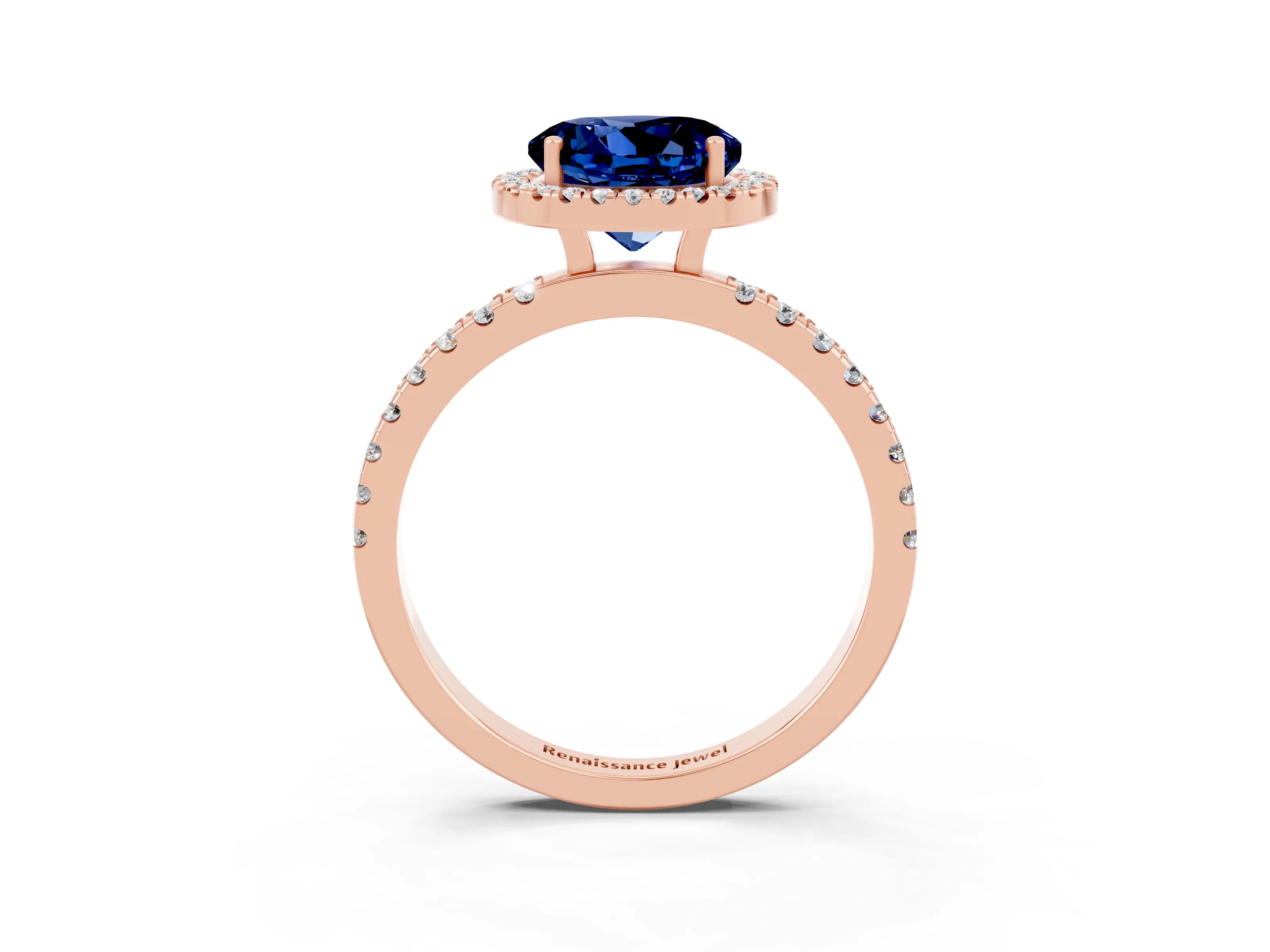 Rose gold Round Cut Halo Diamond Pave Band with Prong Setting_3