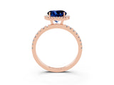 Rose gold Round Cut Halo Diamond Pave Band with Prong Setting_3