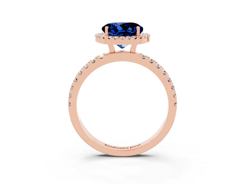 Rose gold Round Cut Halo Diamond Pave Band with Prong Setting_3