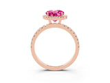 Rose gold Round Cut Halo Diamond Pave Band with Prong Setting_3