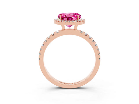 Rose gold Round Cut Halo Diamond Pave Band with Prong Setting_3