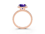 Rose gold Round Cut Halo Diamond Pave Band with Prong Setting_3