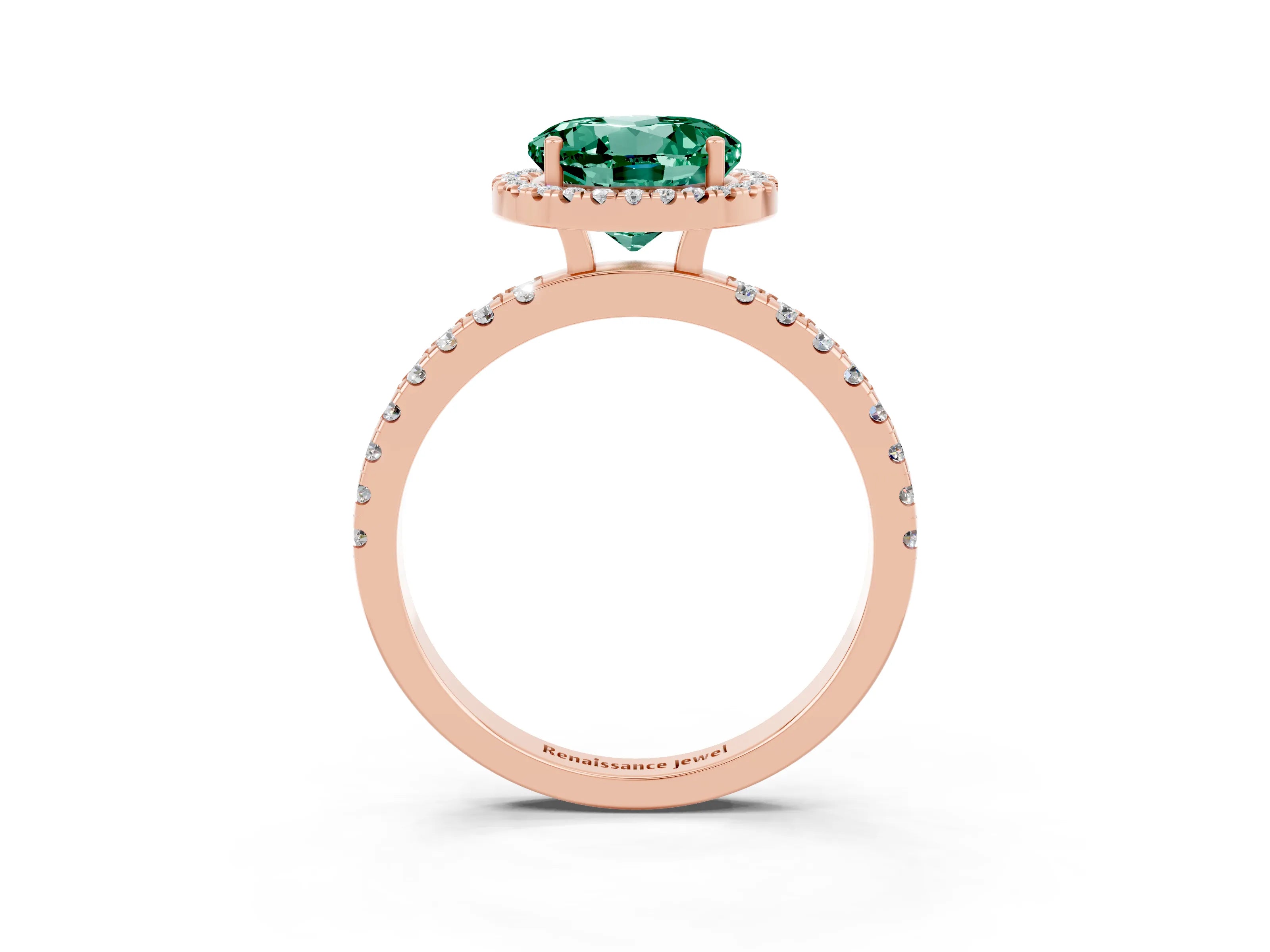 Rose gold Round Cut Halo Diamond Pave Band with Prong Setting_3