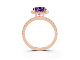 Rose gold Round Cut Halo Diamond Pave Band with Prong Setting_3
