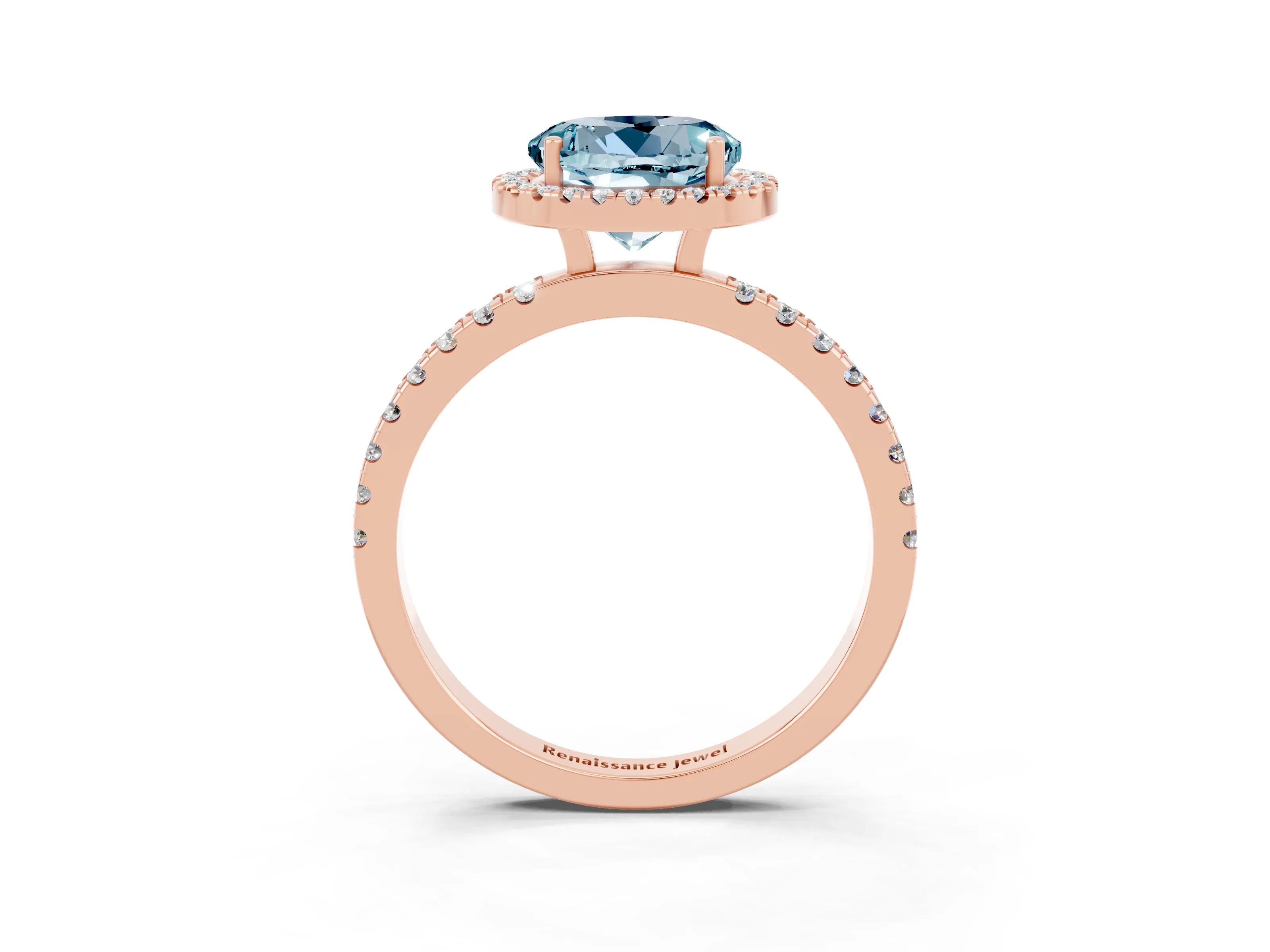 Rose gold Round Cut Halo Diamond Pave Band with Prong Setting_3