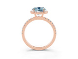 Rose gold Round Cut Halo Diamond Pave Band with Prong Setting_3