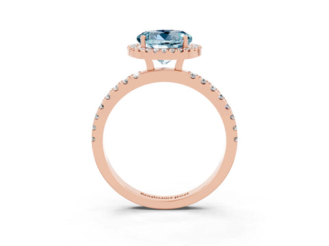 Rose gold Round Cut Halo Diamond Pave Band with Prong Setting_3