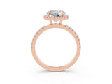 Rose gold Round Cut Halo Diamond Pave Band with Prong Setting_3