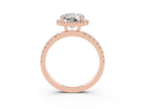 Rose gold Round Cut Halo Diamond Pave Band with Prong Setting_3