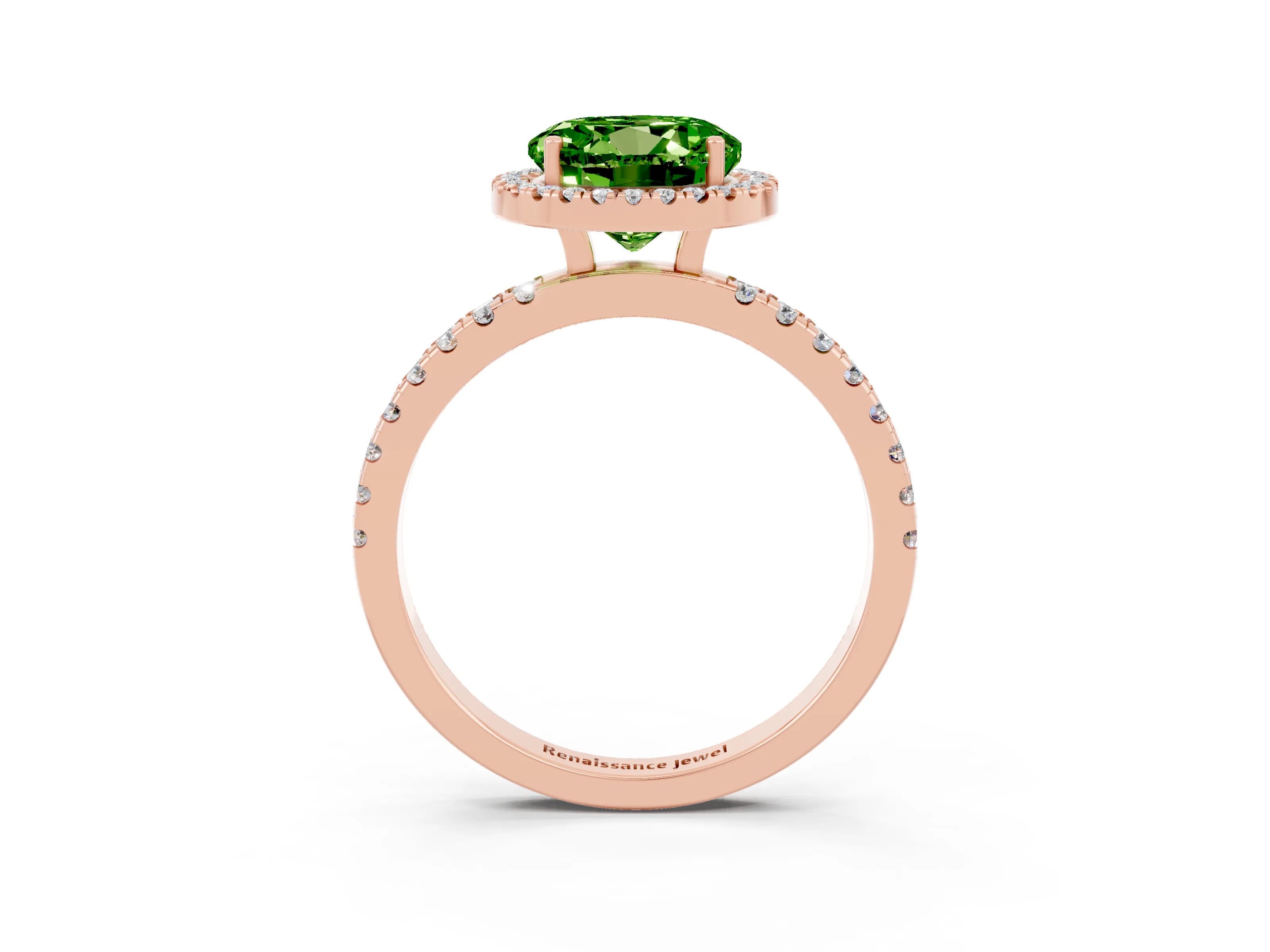 Rose gold Round Cut Halo Diamond Pave Band with Prong Setting_3