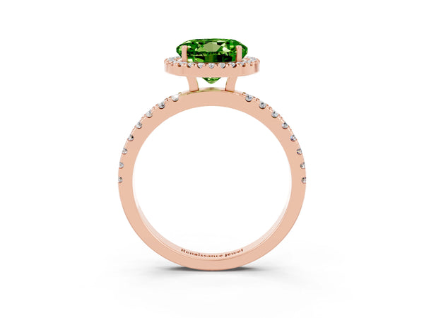 Rose gold Round Cut Halo Diamond Pave Band with Prong Setting