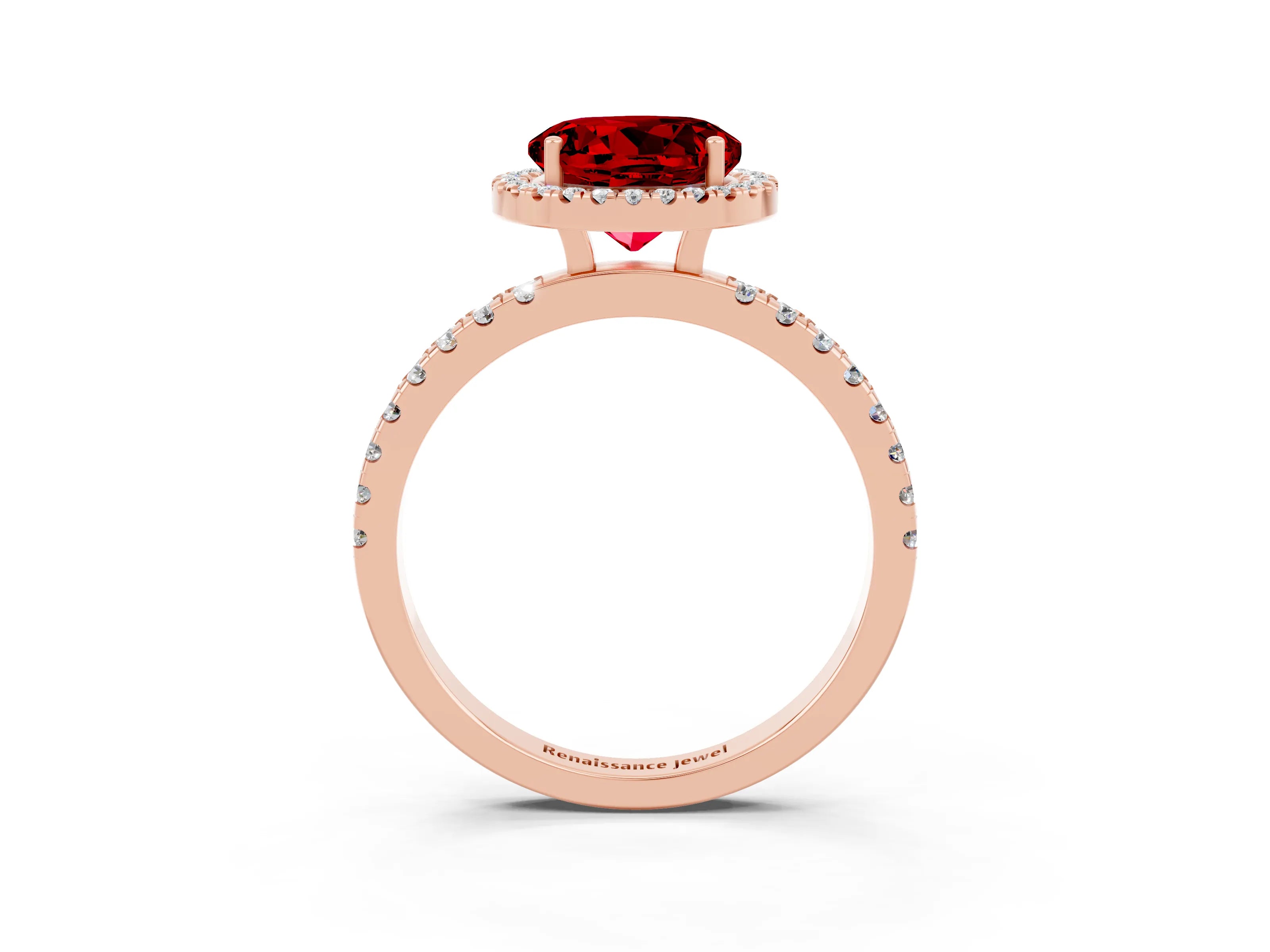 Rose gold Round Cut Halo Diamond Pave Band with Prong Setting_3