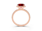 Rose gold Round Cut Halo Diamond Pave Band with Prong Setting_3