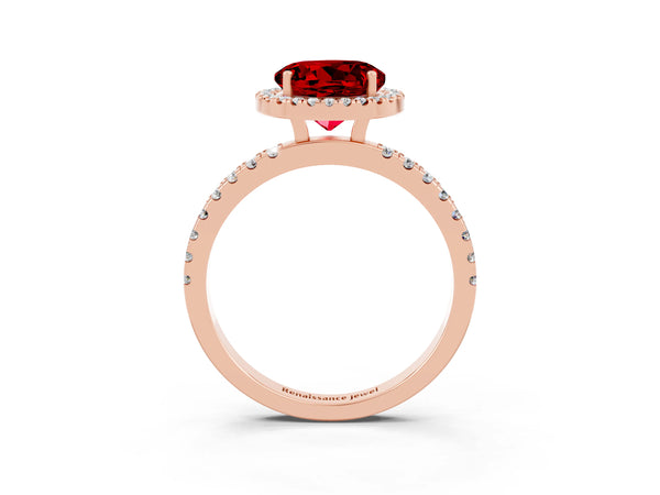 Rose gold Round Cut Halo Diamond Pave Band with Prong Setting