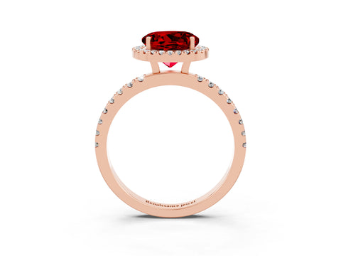 Rose gold Round Cut Halo Diamond Pave Band with Prong Setting_3
