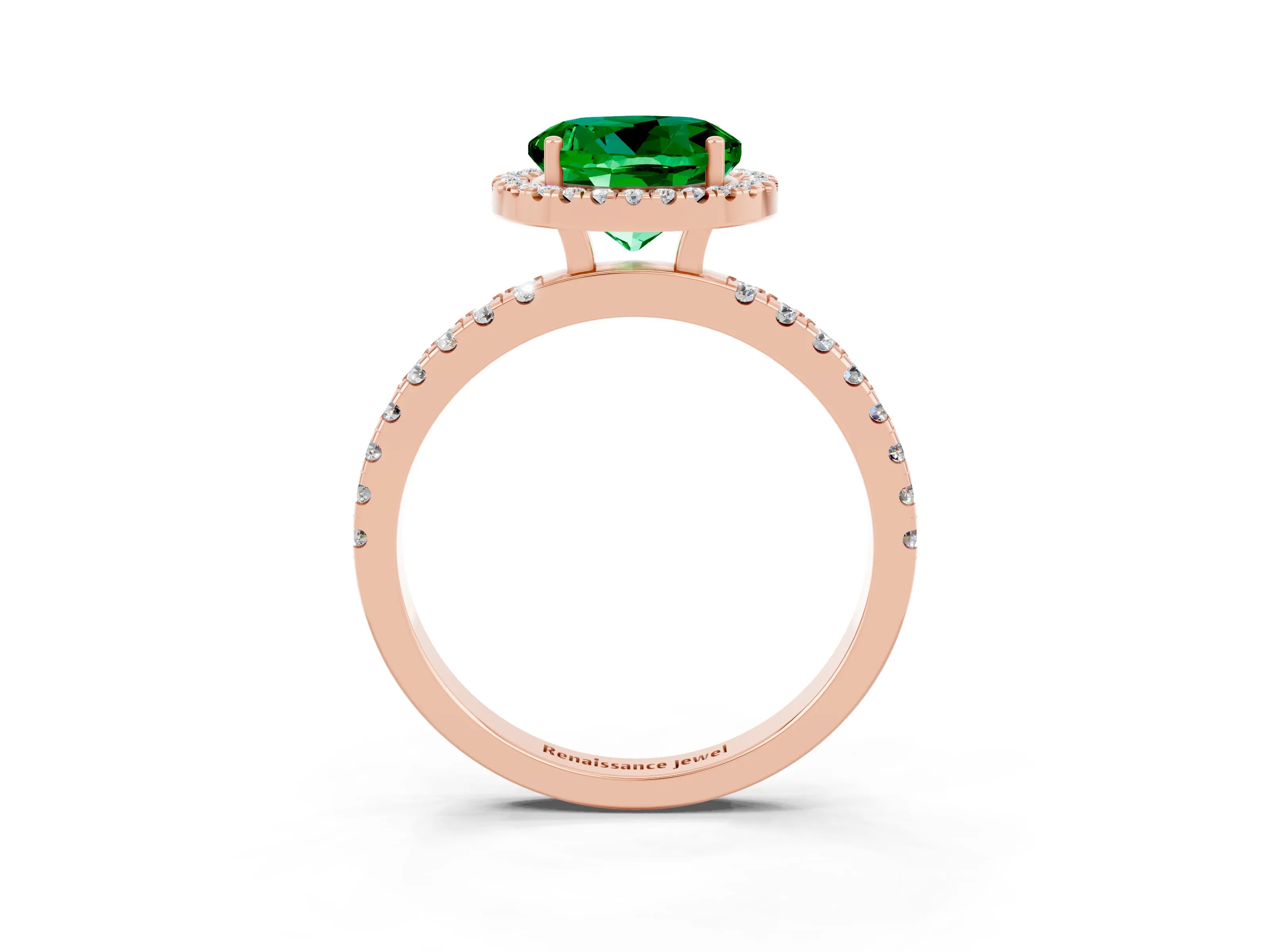 Rose gold Round Cut Halo Diamond Pave Band with Prong Setting_3