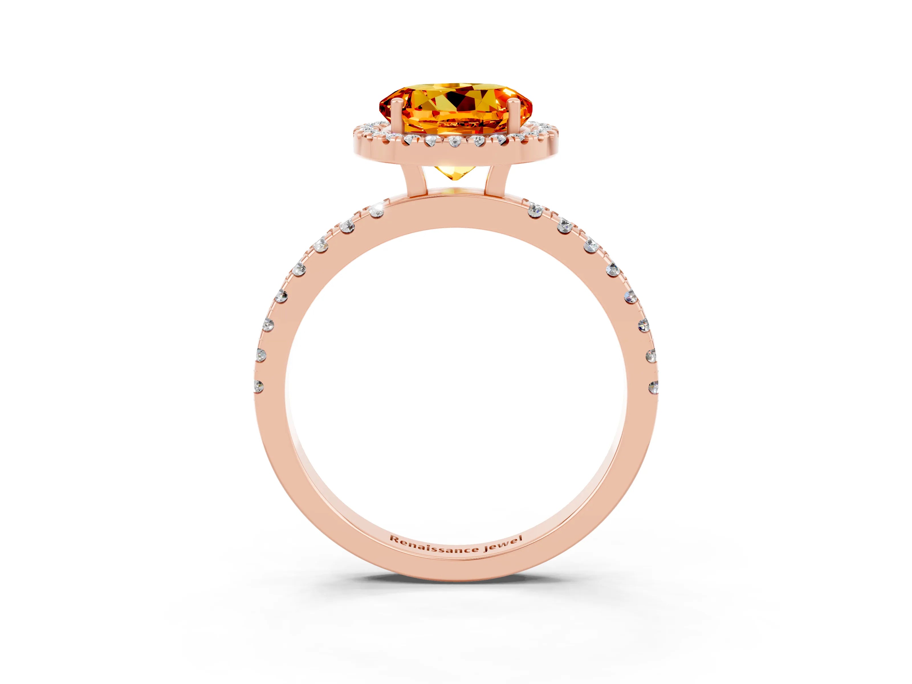 Rose gold Round Cut Halo Diamond Pave Band with Prong Setting_3