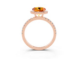Rose gold Round Cut Halo Diamond Pave Band with Prong Setting_3