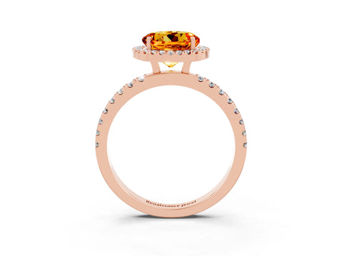 Rose gold Round Cut Halo Diamond Pave Band with Prong Setting_3