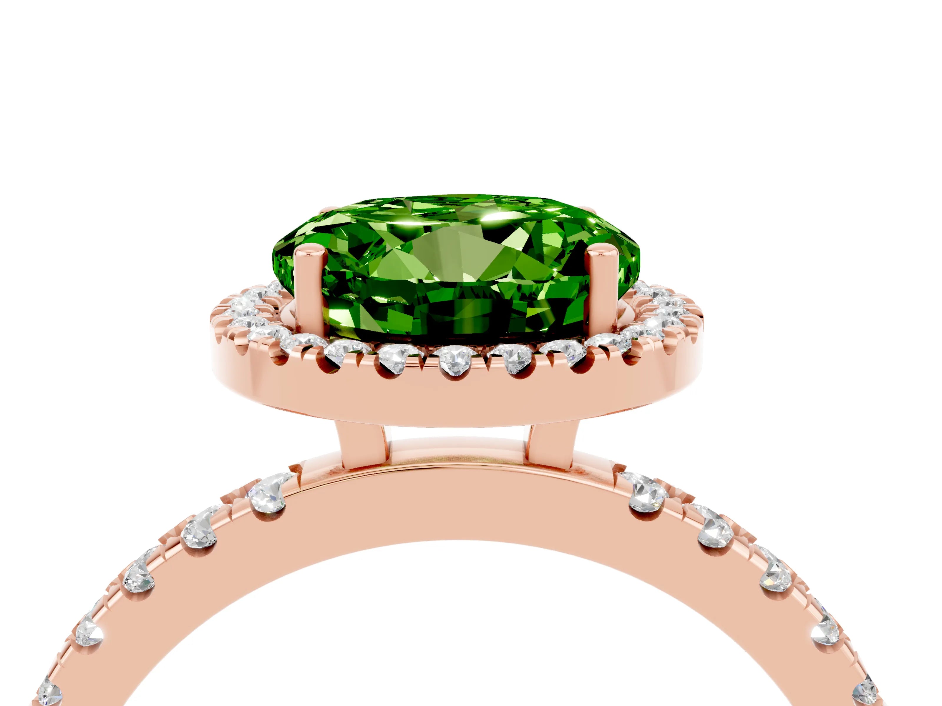 Rose gold Round Cut Halo Diamond Pave Band with Prong Setting_4