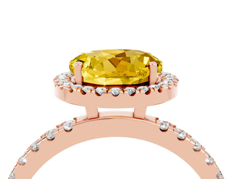 Rose gold Round Cut Halo Diamond Pave Band with Prong Setting_4