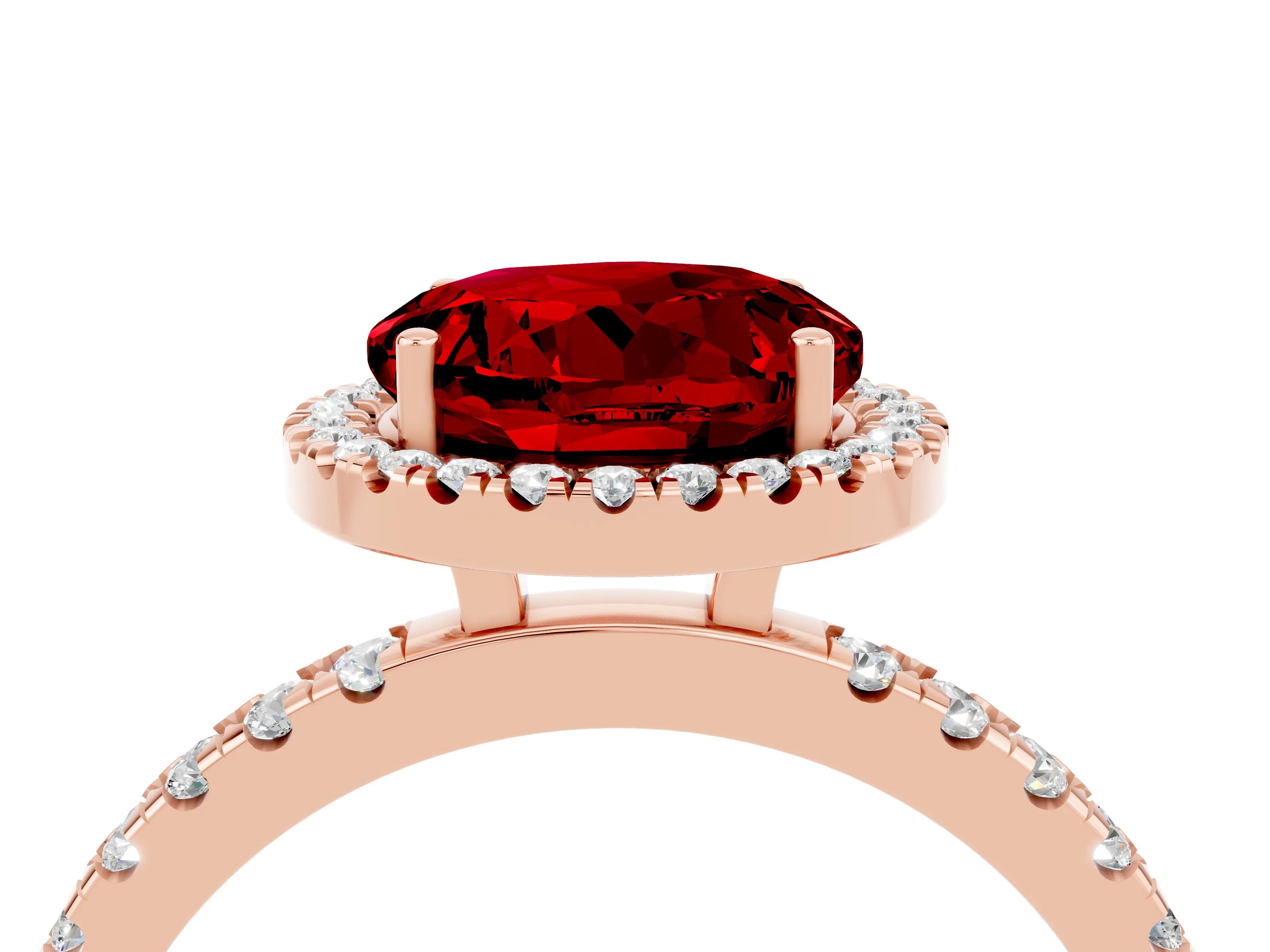 Rose gold Round Cut Halo Diamond Pave Band with Prong Setting_4
