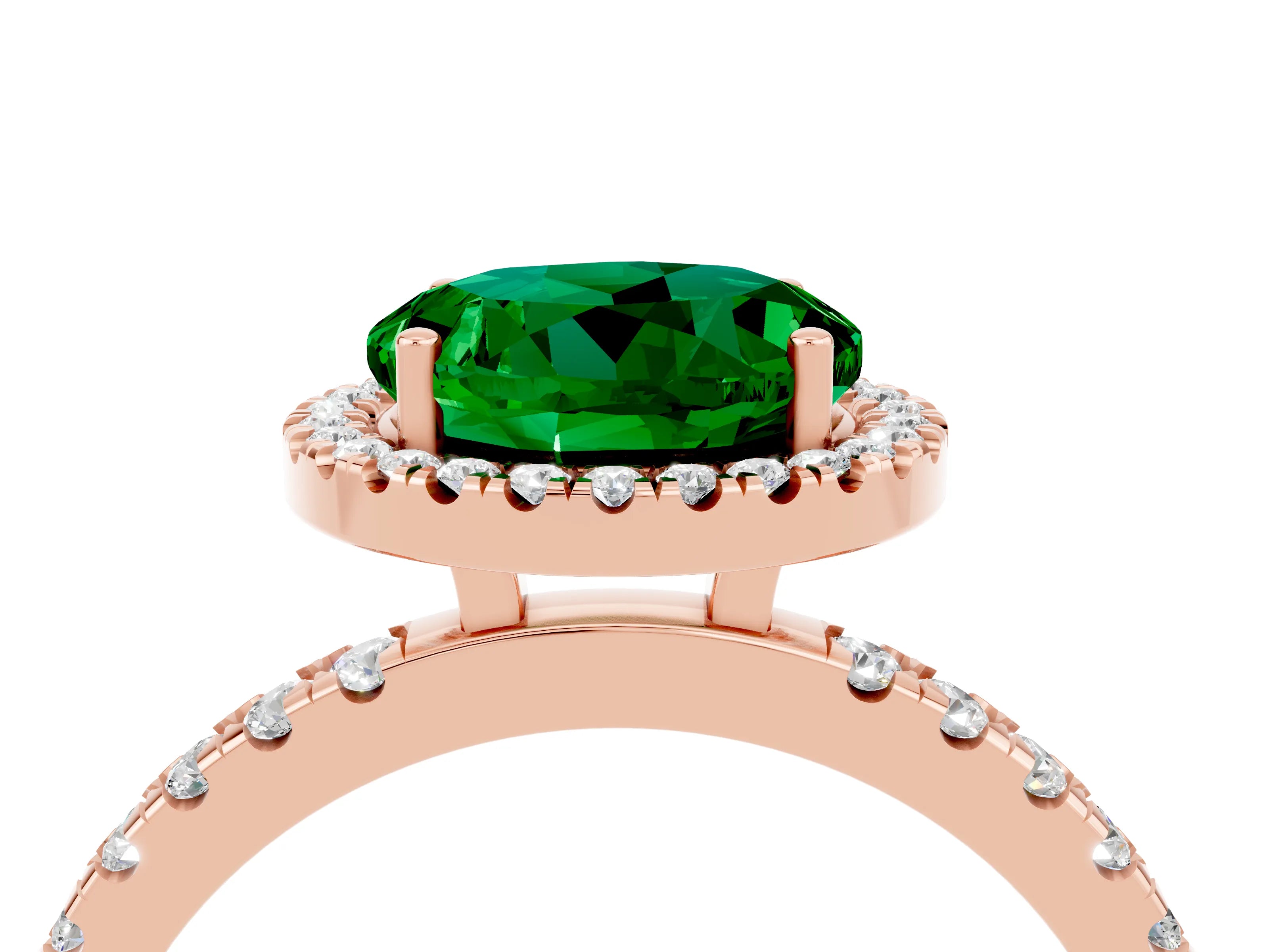 Rose gold Round Cut Halo Diamond Pave Band with Prong Setting_4