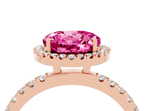 Rose gold Round Cut Halo Diamond Pave Band with Prong Setting_4