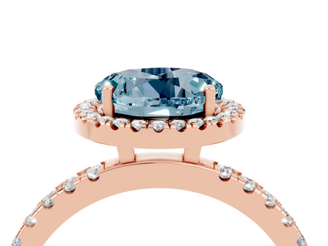 Rose gold Round Cut Halo Diamond Pave Band with Prong Setting_4