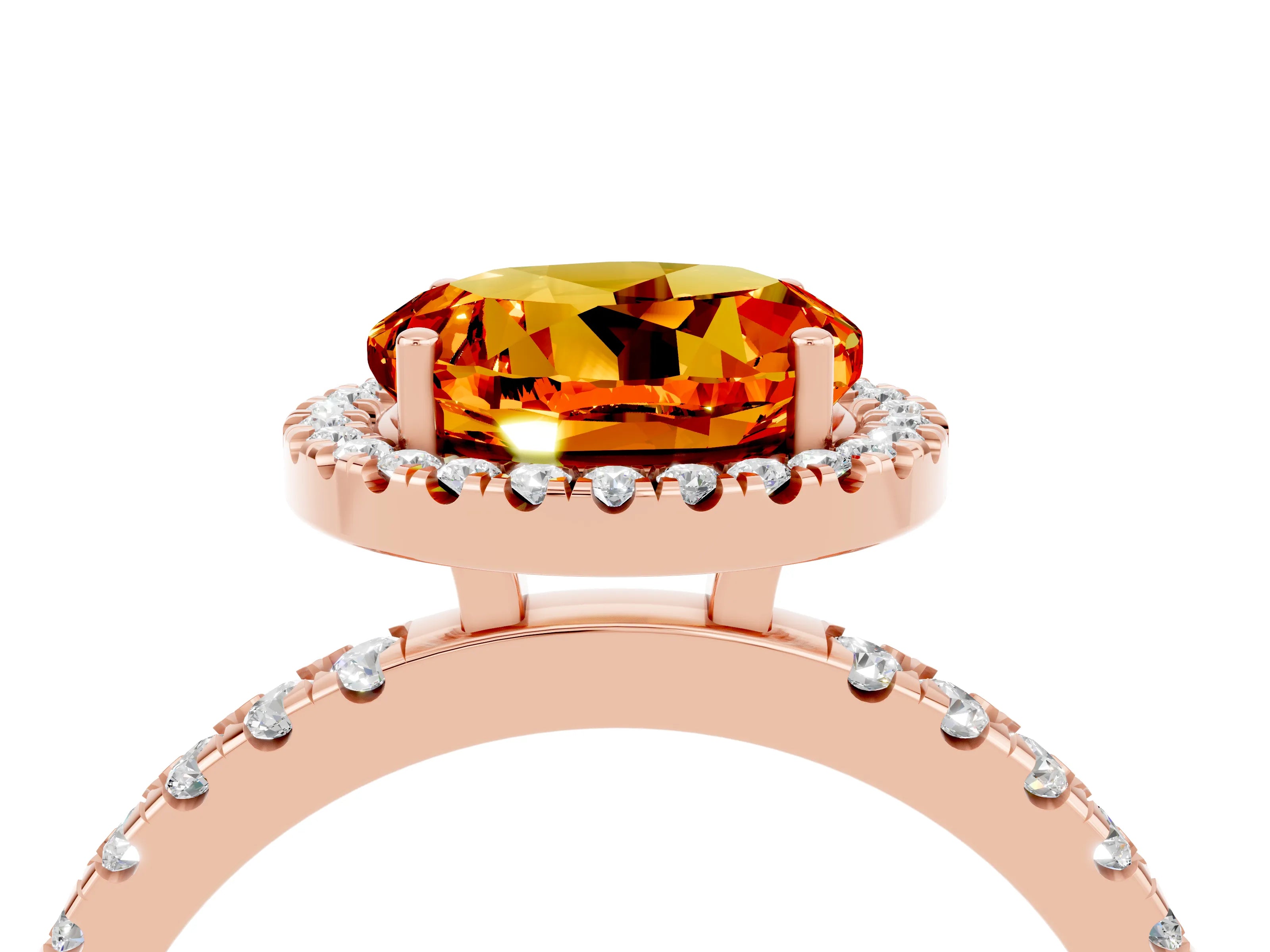 Rose gold Round Cut Halo Diamond Pave Band with Prong Setting_4