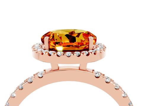 Rose gold Round Cut Halo Diamond Pave Band with Prong Setting_4
