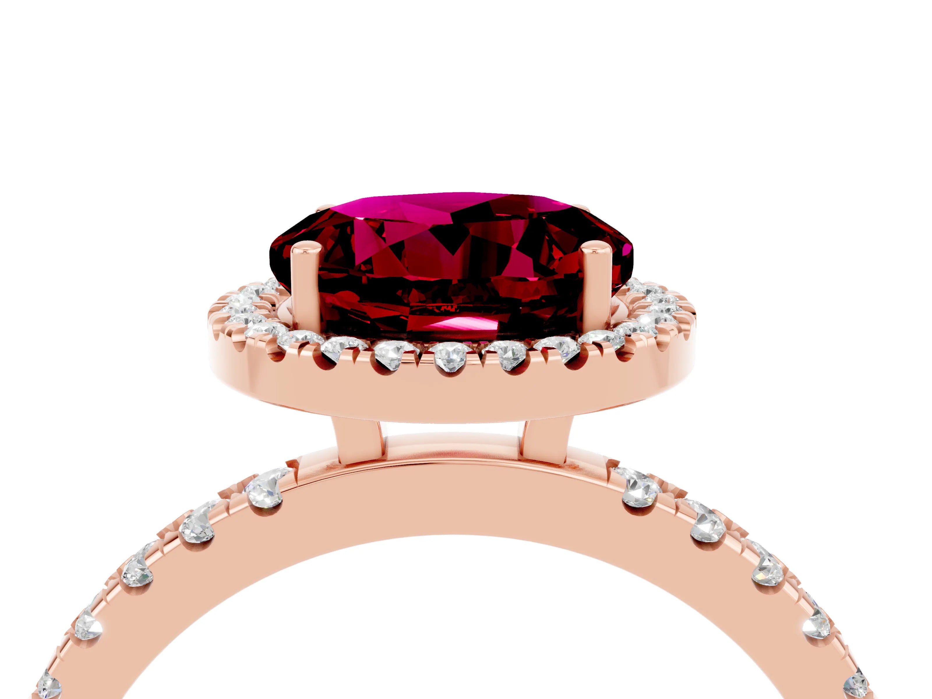 Rose gold Round Cut Halo Diamond Pave Band with Prong Setting_4