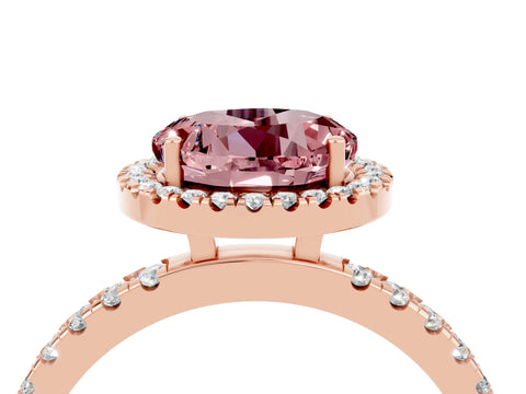 Rose gold Round Cut Halo Diamond Pave Band with Prong Setting_4
