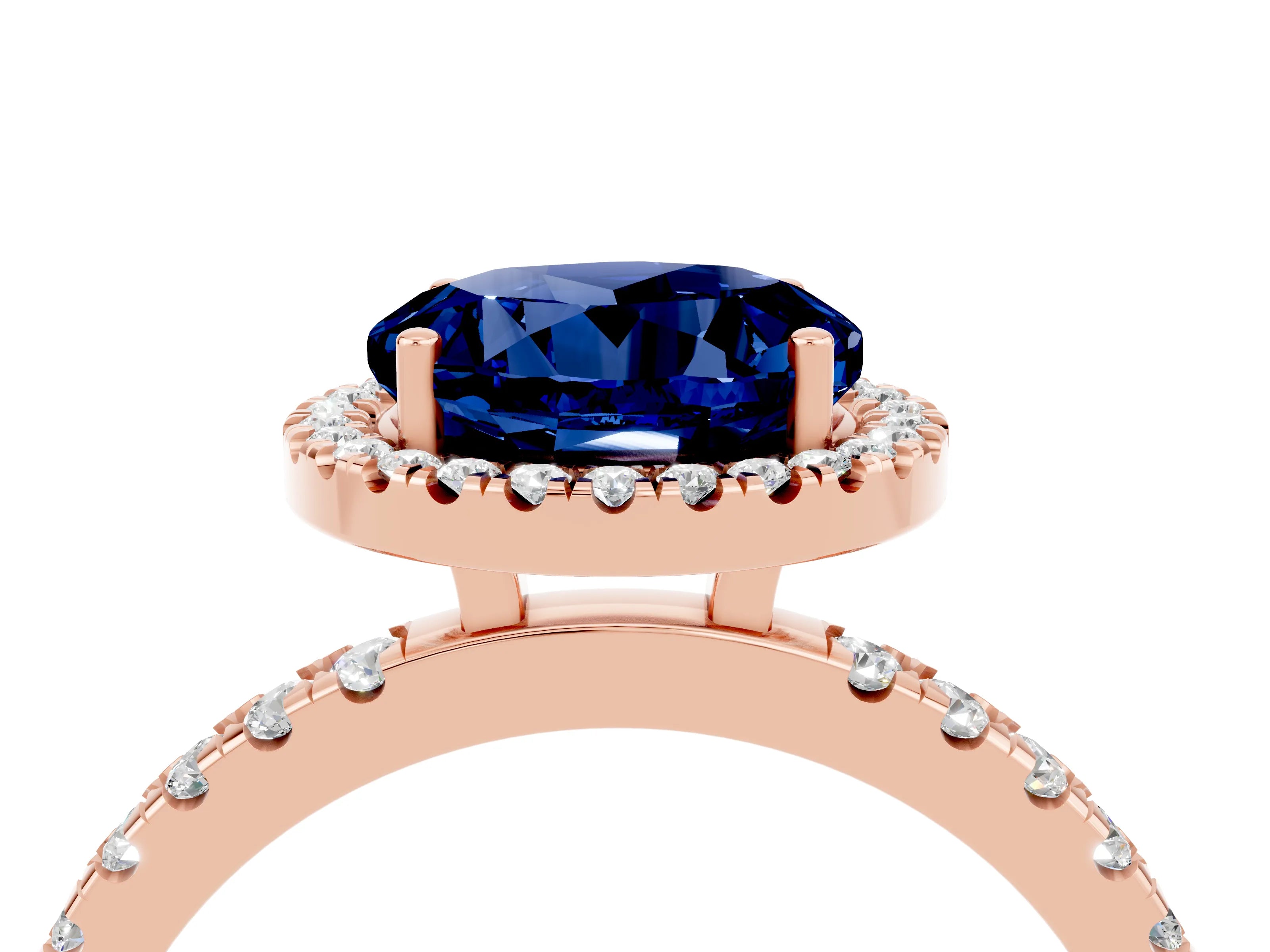 Rose gold Round Cut Halo Diamond Pave Band with Prong Setting_4