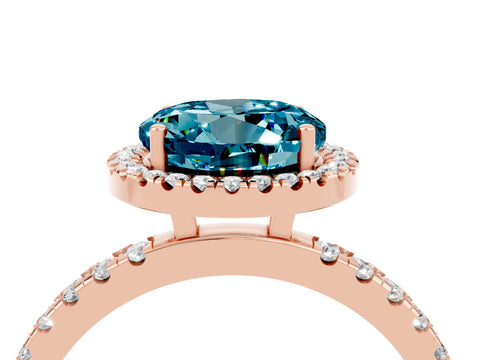 Rose gold Round Cut Halo Diamond Pave Band with Prong Setting_4