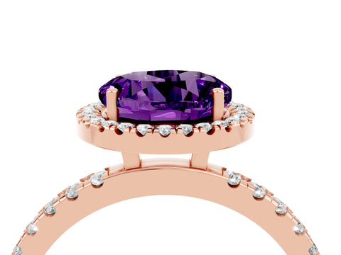 Rose gold Round Cut Halo Diamond Pave Band with Prong Setting_4