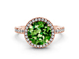 Rose gold Round Cut Halo Diamond Pave Band with Prong Setting