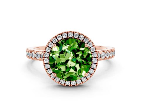 Rose gold Round Cut Halo Diamond Pave Band with Prong Setting