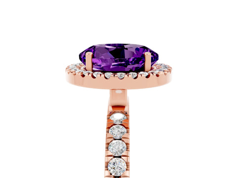Rose gold Round Cut Halo Diamond Pave Band with Prong Setting_5