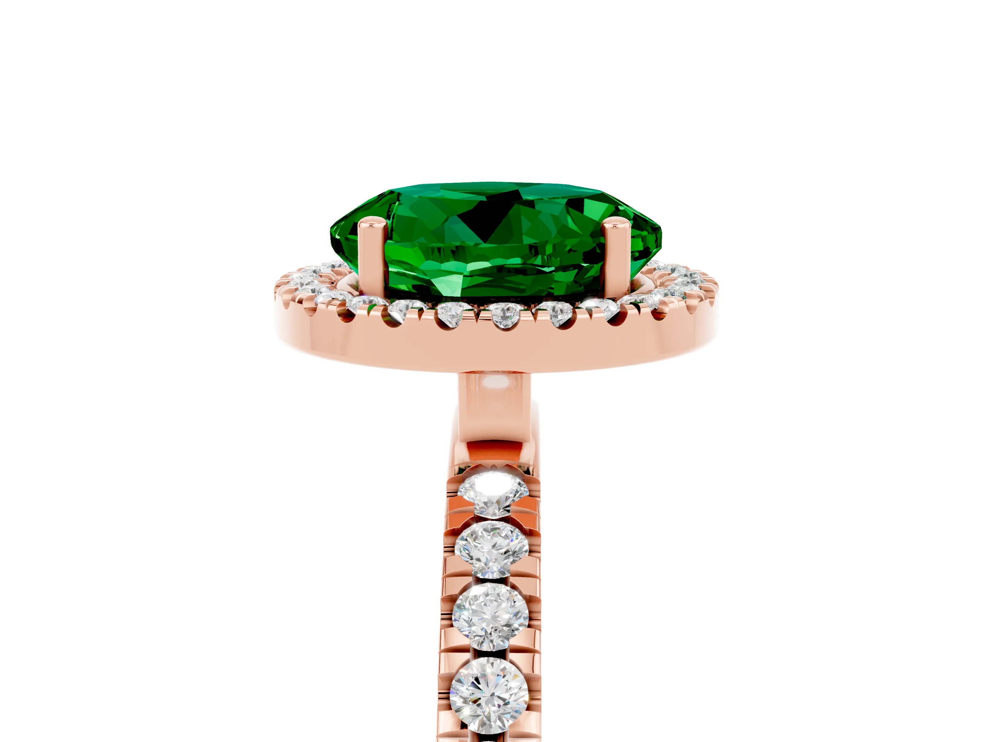 Rose gold Round Cut Halo Diamond Pave Band with Prong Setting_5