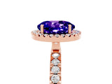Rose gold Round Cut Halo Diamond Pave Band with Prong Setting_5