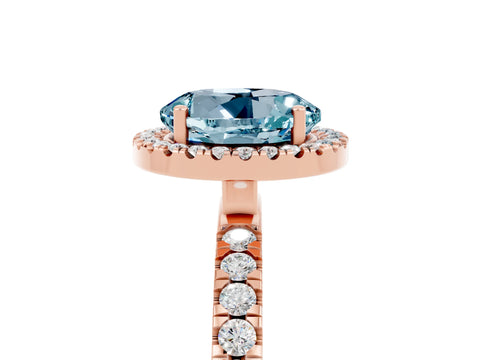 Rose gold Round Cut Halo Diamond Pave Band with Prong Setting_5