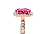 Rose gold Round Cut Halo Diamond Pave Band with Prong Setting_5