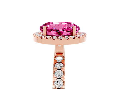Rose gold Round Cut Halo Diamond Pave Band with Prong Setting_5