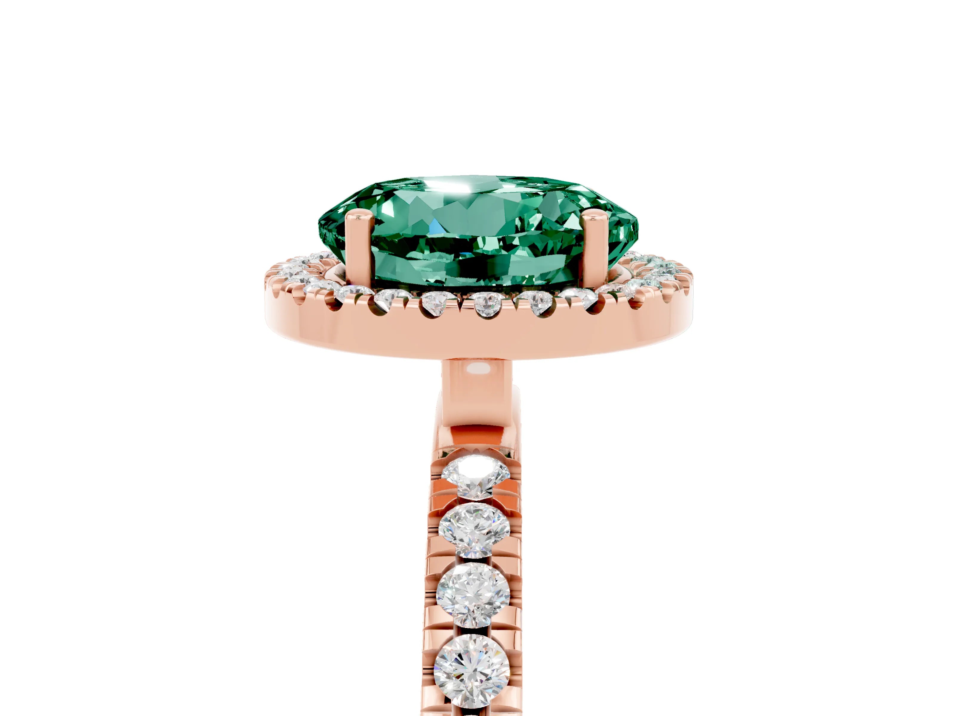 Rose gold Round Cut Halo Diamond Pave Band with Prong Setting_5